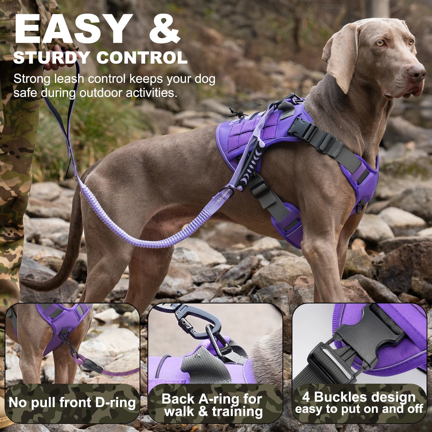 Tactical No-Pull Dog Harness — Reflective Adjustable Working & Training Vest for Small, Medium & Large Dogs