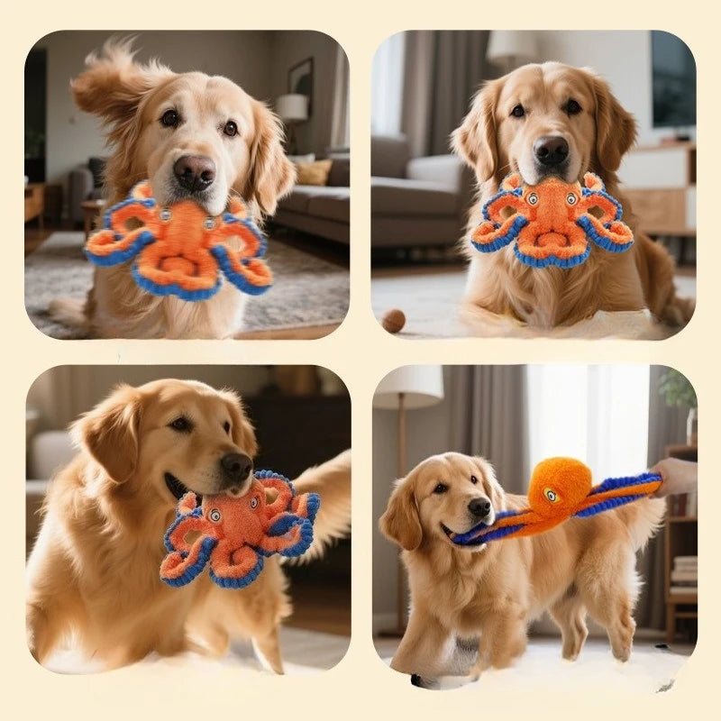 Octopus Plush Dog Toy - Bite Resistant Interactive Toy for Small & Large Dogs