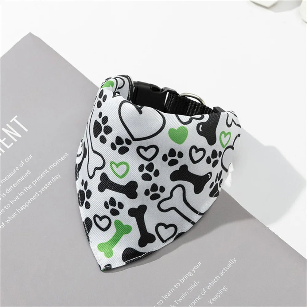 Cute Print Cat Dog Collar with Bandanas for Small Dogs Yorkshire Chihuahua Puppy Triangular Bandage Pet Accessories Supplies