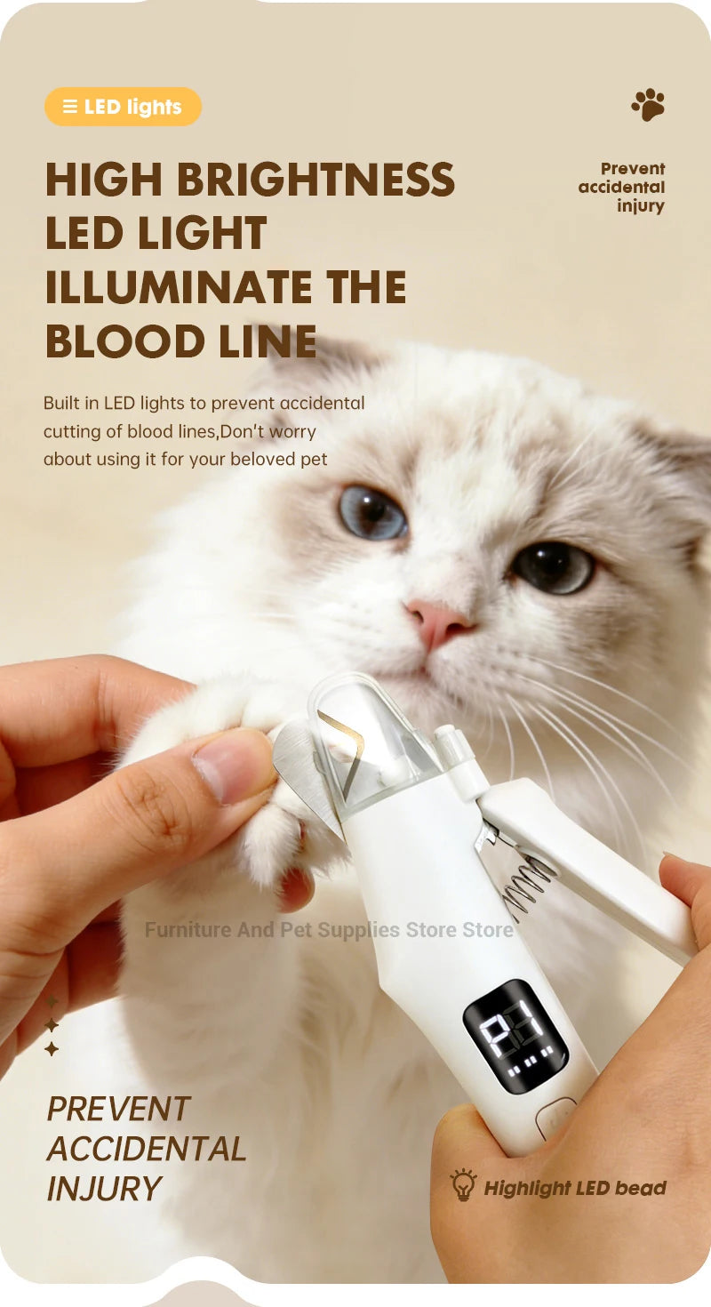 2-in-1 Electric Pet Nail Clipper & Grinder with LED