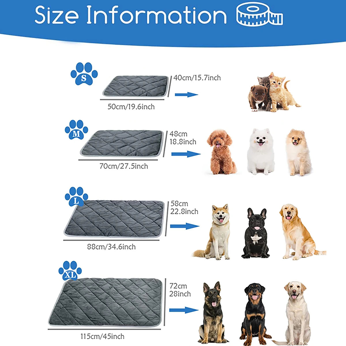 Self-Heating Thermal Pet Pad – Washable Anti-Slip Kennel Mat for Dogs & Cats