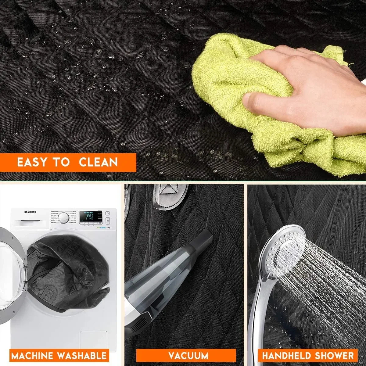 Waterproof Dog Car Seat Hammock Cover | Dirt-Resistant Back Seat Protector with Shoulder Straps