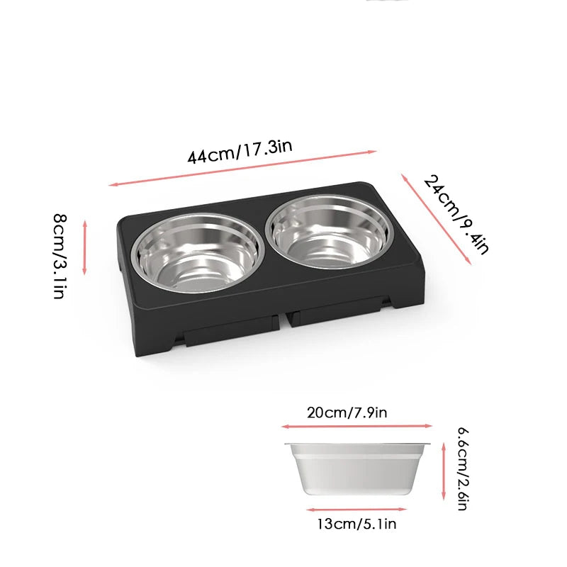 Adjustable Raised Dog Feeding Stand with Double Bowls