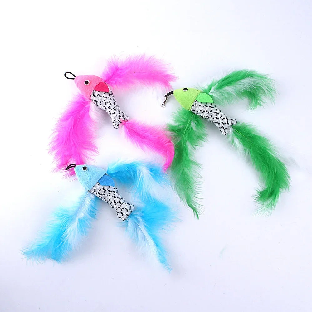 Cat Wand Replacement Head - Flying Fish Plush Toy Attachment for Interactive Play