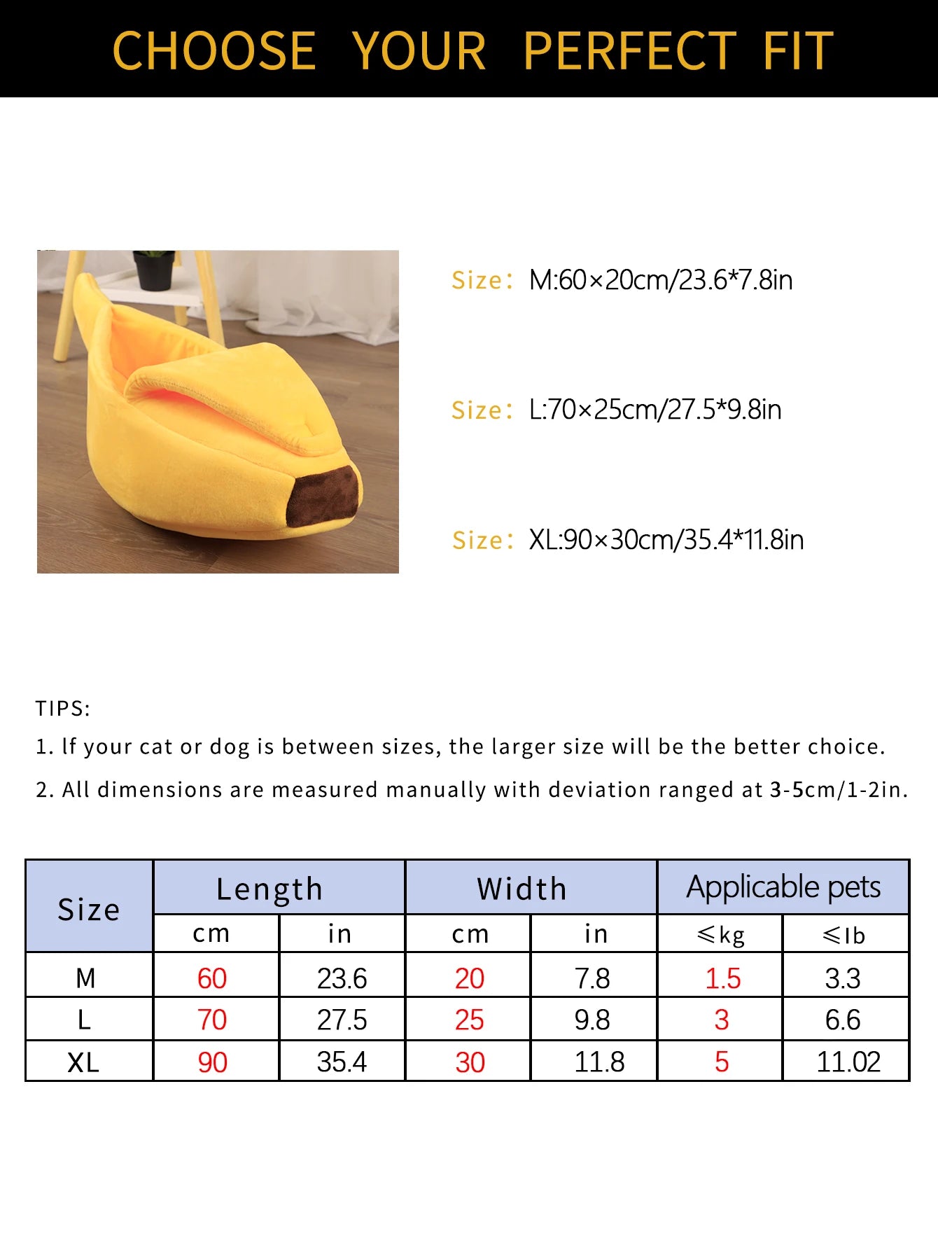 Lit pour animaux en forme de banane - Maison confortable pour chats et petits chiens