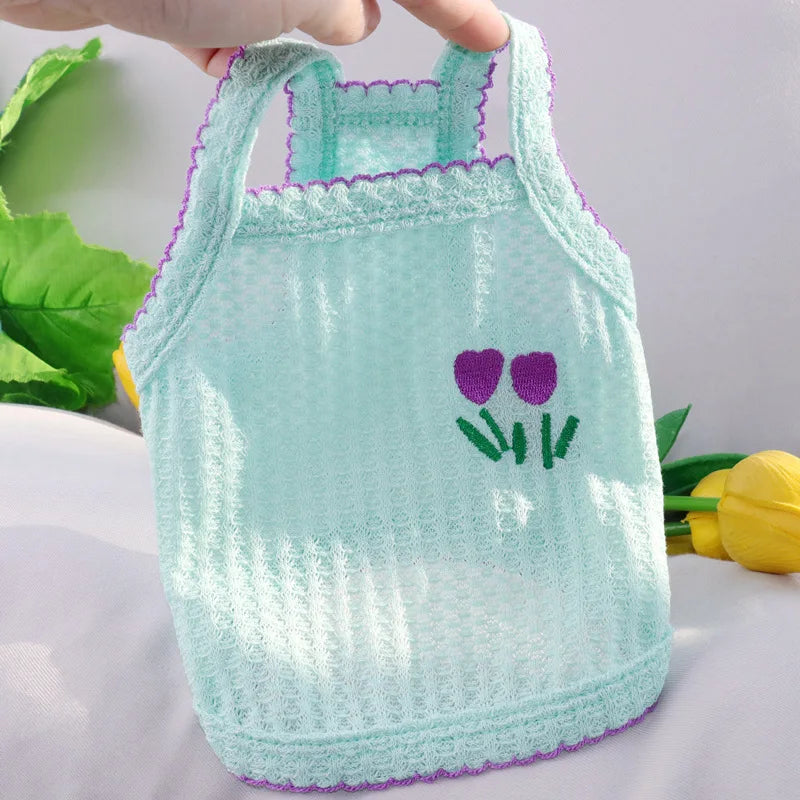 Solid Cotton Dog Vest - Breathable Summer Clothing for Small Dogs