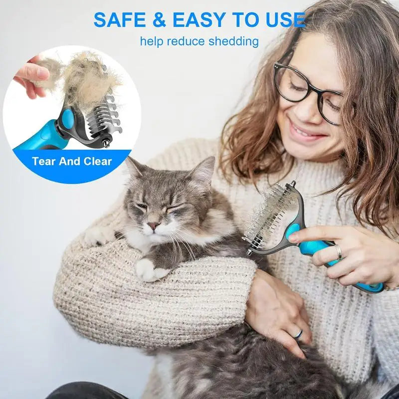 2-in-1 Pet Deshedding & Dematting Brush