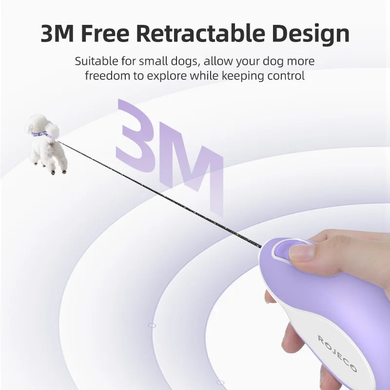 3M Mini Retractable Dog Leash — Compact Extendable Lead for Walking & Travel