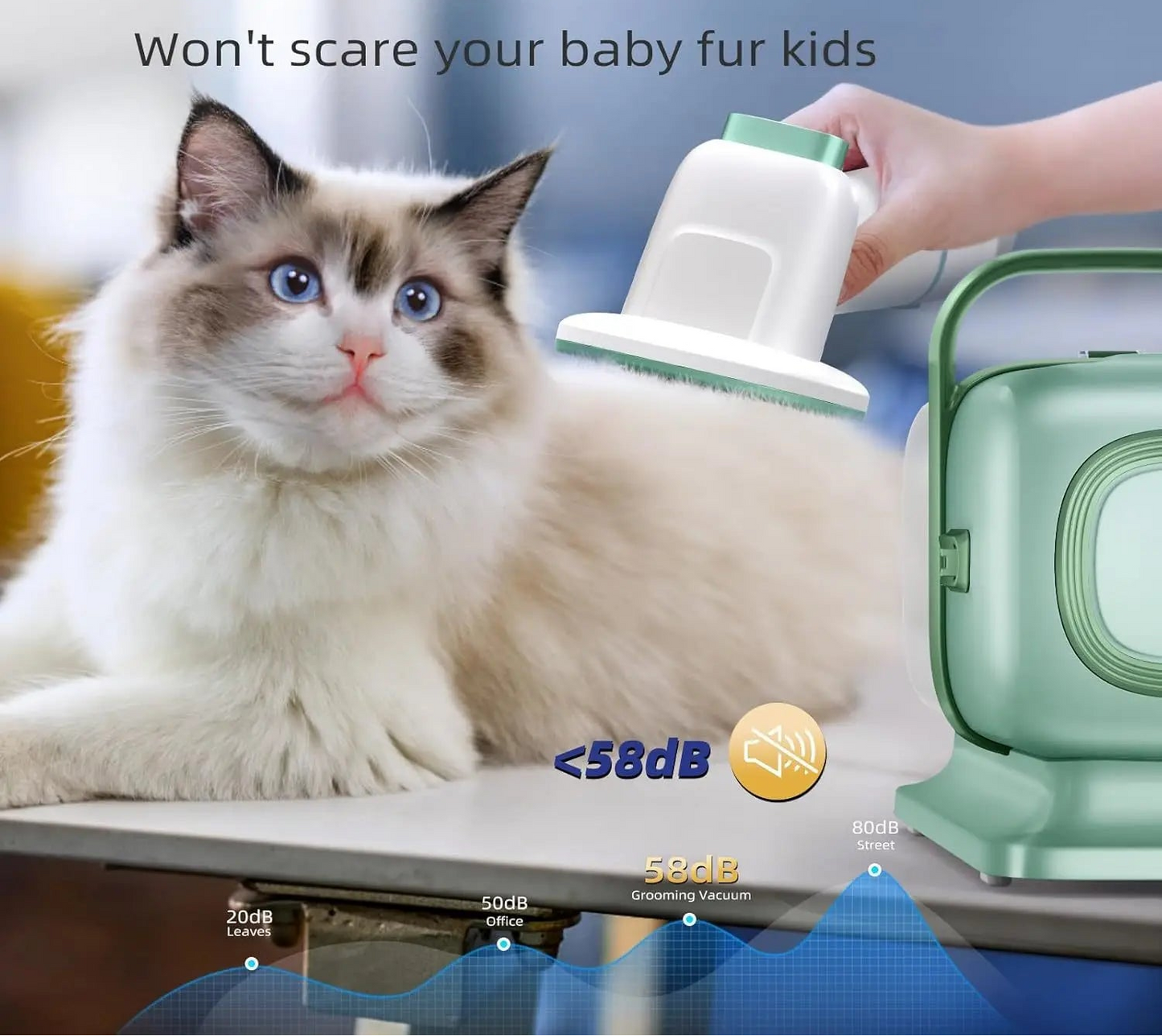 7-in-1 Pet Grooming Vacuum Kit - Professional Clippers and Shedding Tools for Dogs and Cats