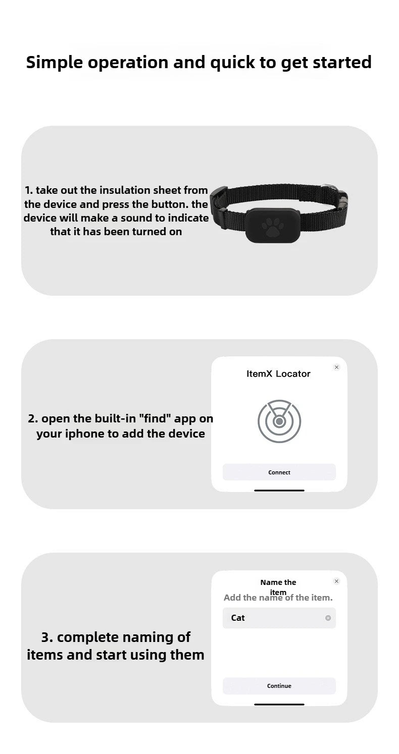 Apple Find My Pet Collar Tracker for Cats & Dogs