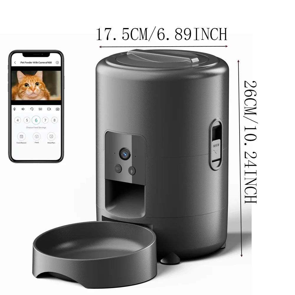 Distributeur automatique de nourriture pour chats 2 L avec vidéo, alimentation intelligente chronométrée et quantitative, gamelle pour chats, chiens et animaux de compagnie contrôlée par application
