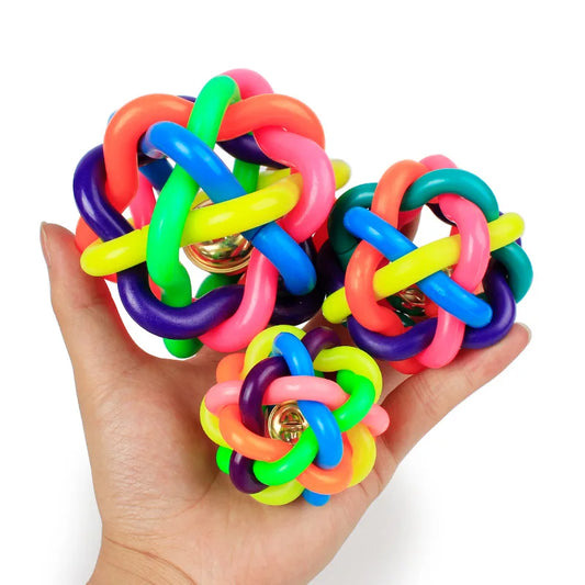 Colorful Bell Ball Dog Toy - Bite-Resistant Rubber Ball