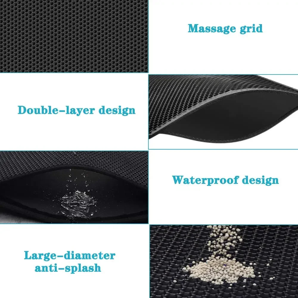 Tapis de litière pour chat avec cadeau - Tapis de litière pour animaux de compagnie double couche étanche