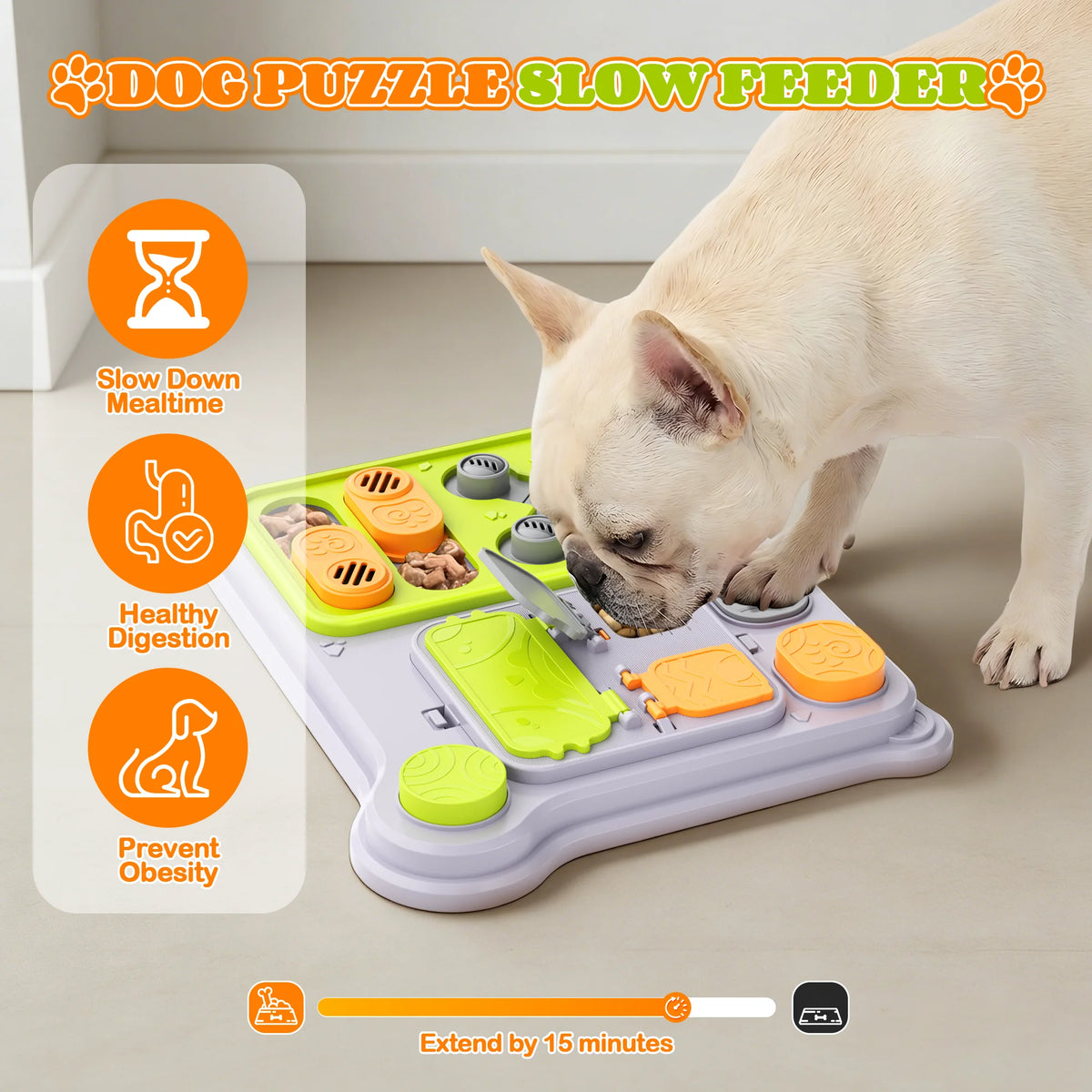Dog Puzzle Feeder – Rectangular Treat Dispensing Toy for Small & Medium Dogs