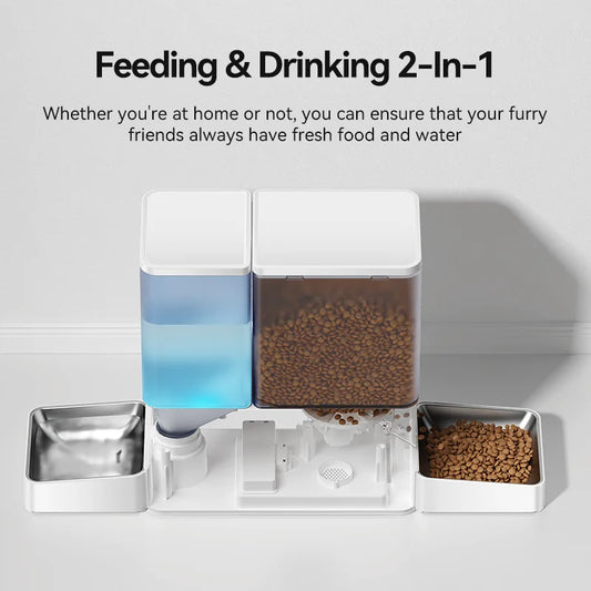 2-in-1 Automatic Pet Feeder & Gravity Water Fountain 8.5L