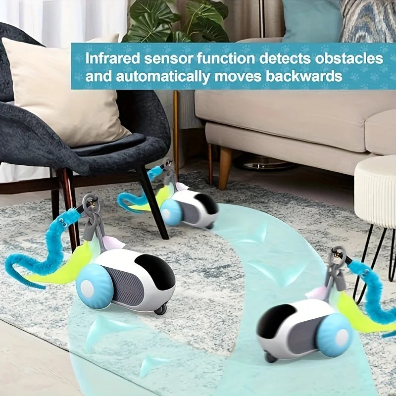 Voiture intelligente pour chat avec évitement d'obstacles - Jeu interactif autonome
