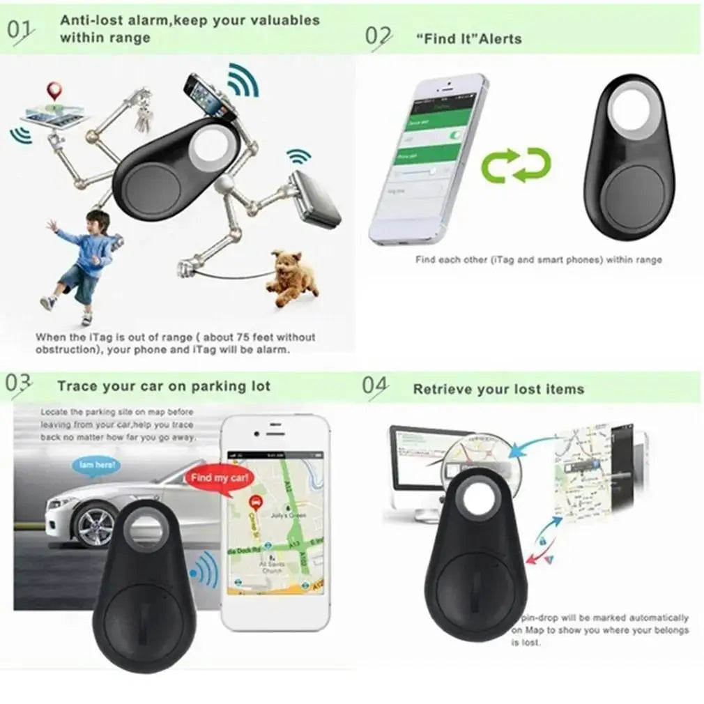 Bluetooth Anti-Lost Tracker Tags for Pets, Keys & Bags — Single to 5-Pack