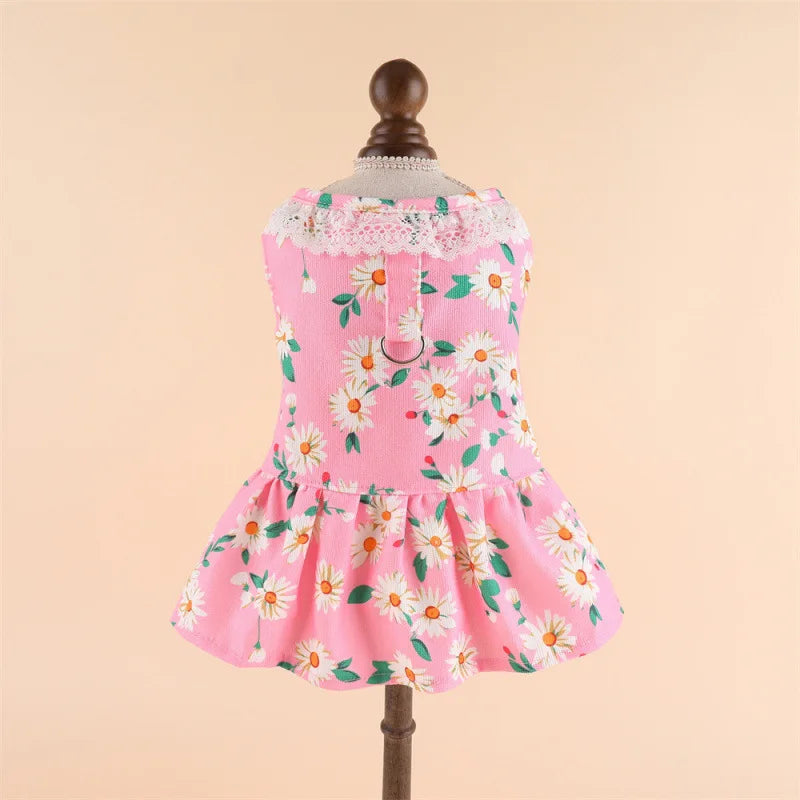 Princess Cooling Dress for Small Dogs & Cats with Leash Ring