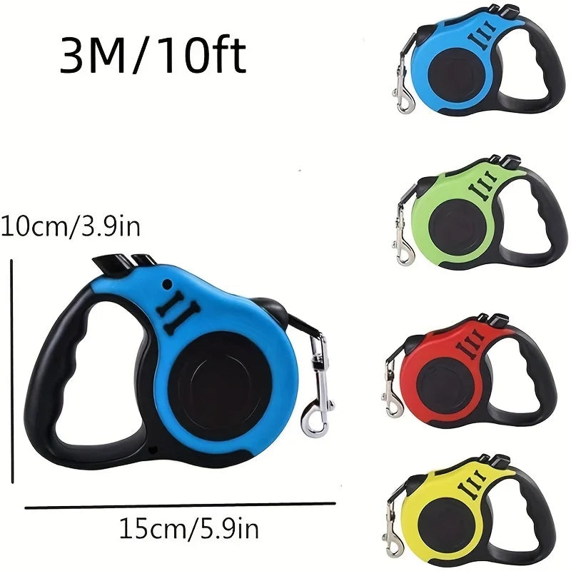 Ensemble de laisses rétractables pour animaux de compagnie - Lot de 4 laisses automatiques multicolores de 3 m pour chiens