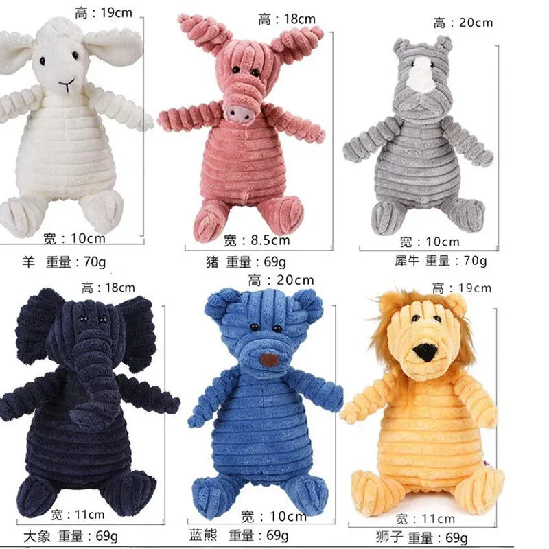 Jouet couineur en peluche pour chien - Forme d'animal en velours côtelé résistant aux morsures