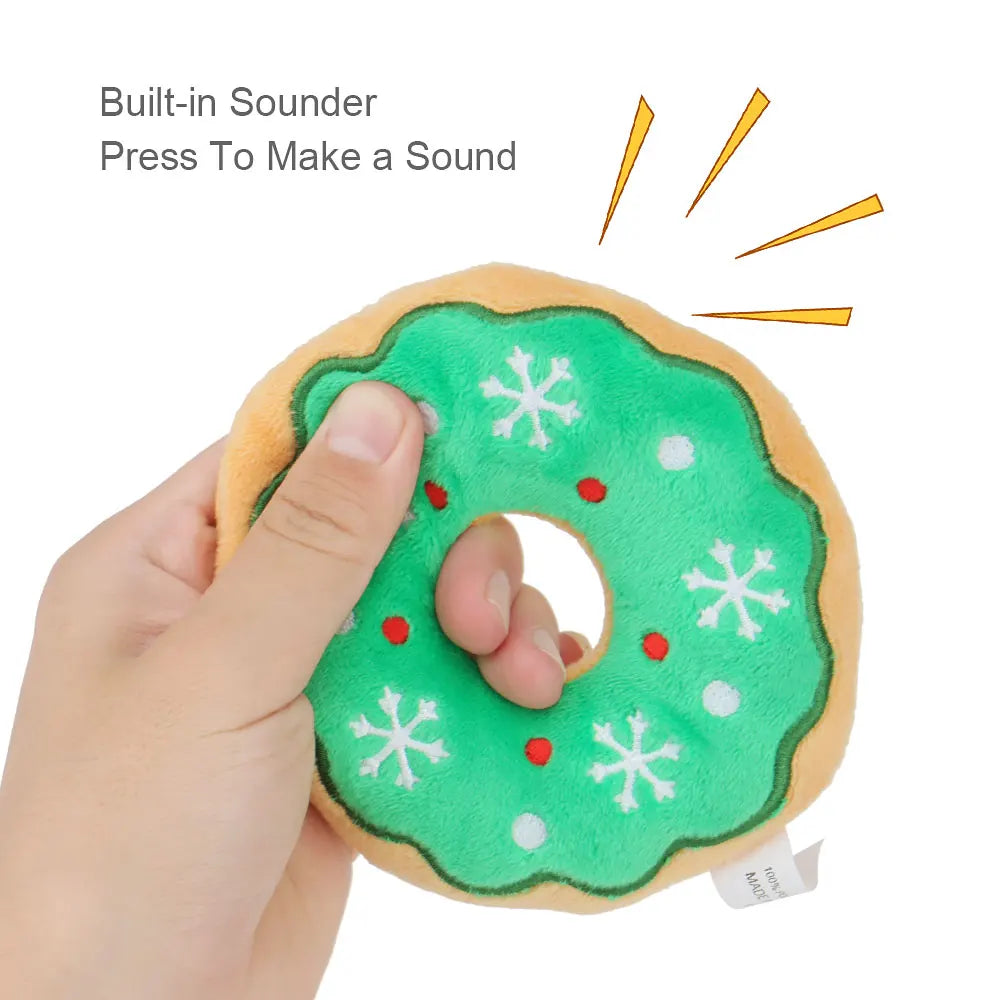 Christmas Plush Squeaky Toy for Dogs & Cats – Santa, Deer & Gingerbread