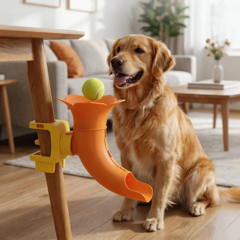 Clamp-Mounted Dog Ball Trainer