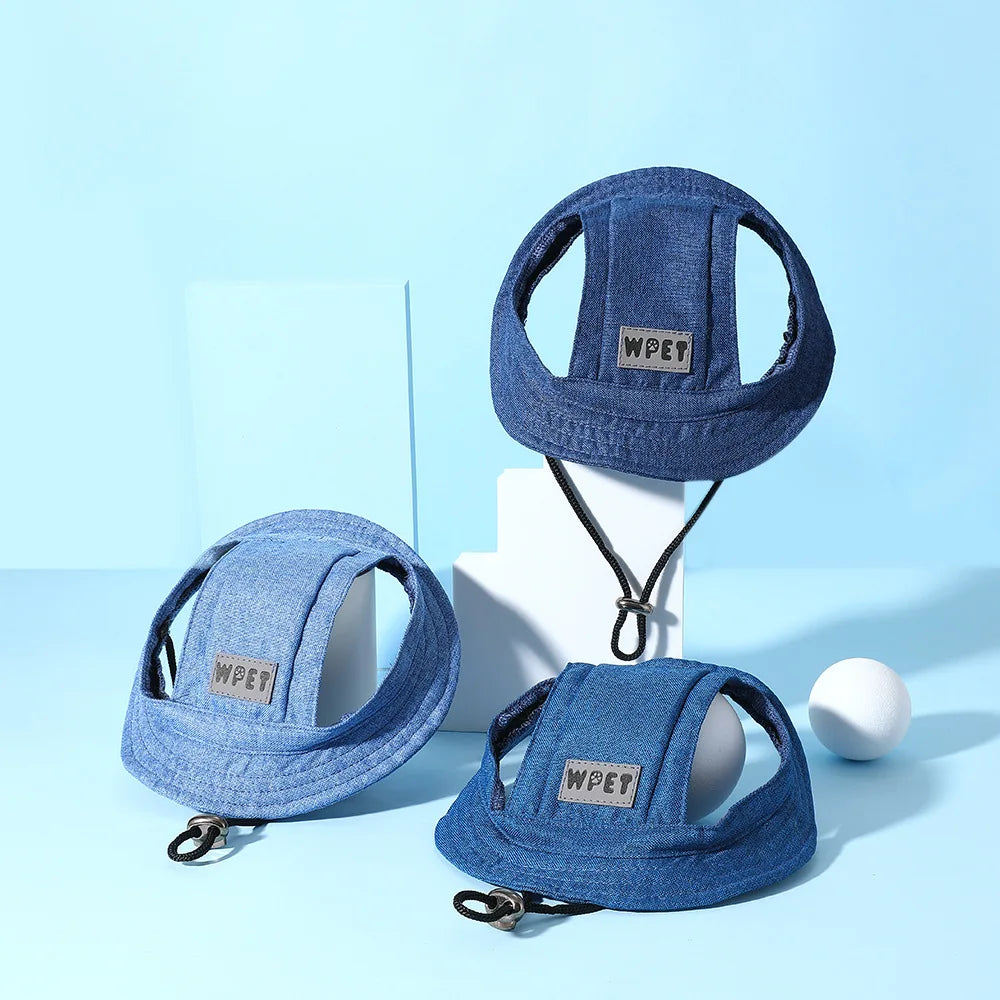 Washed Denim Dog Sun Hat