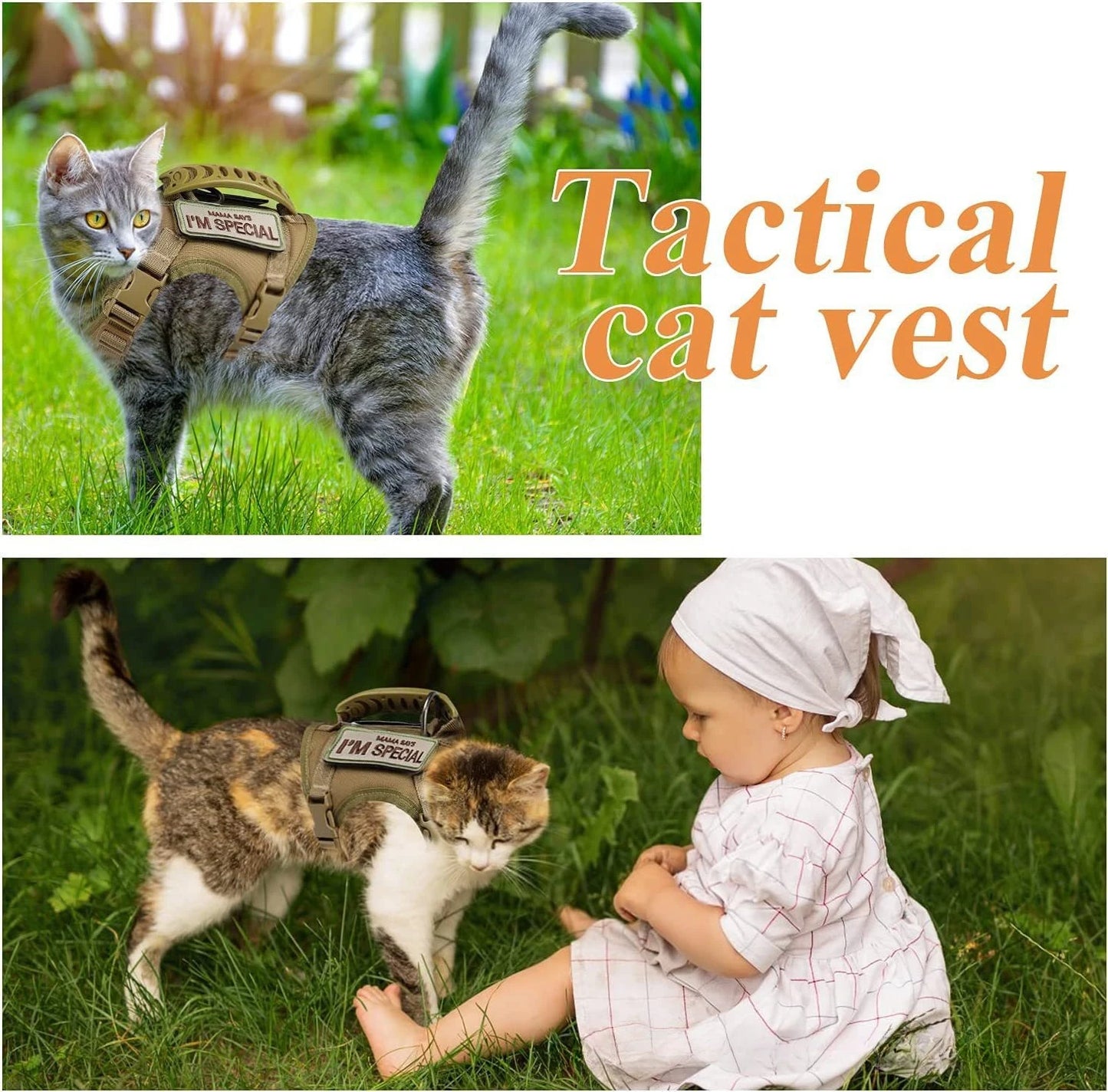 Tactical Vest Harness for Cats & Small Dogs with Bonus Stickers
