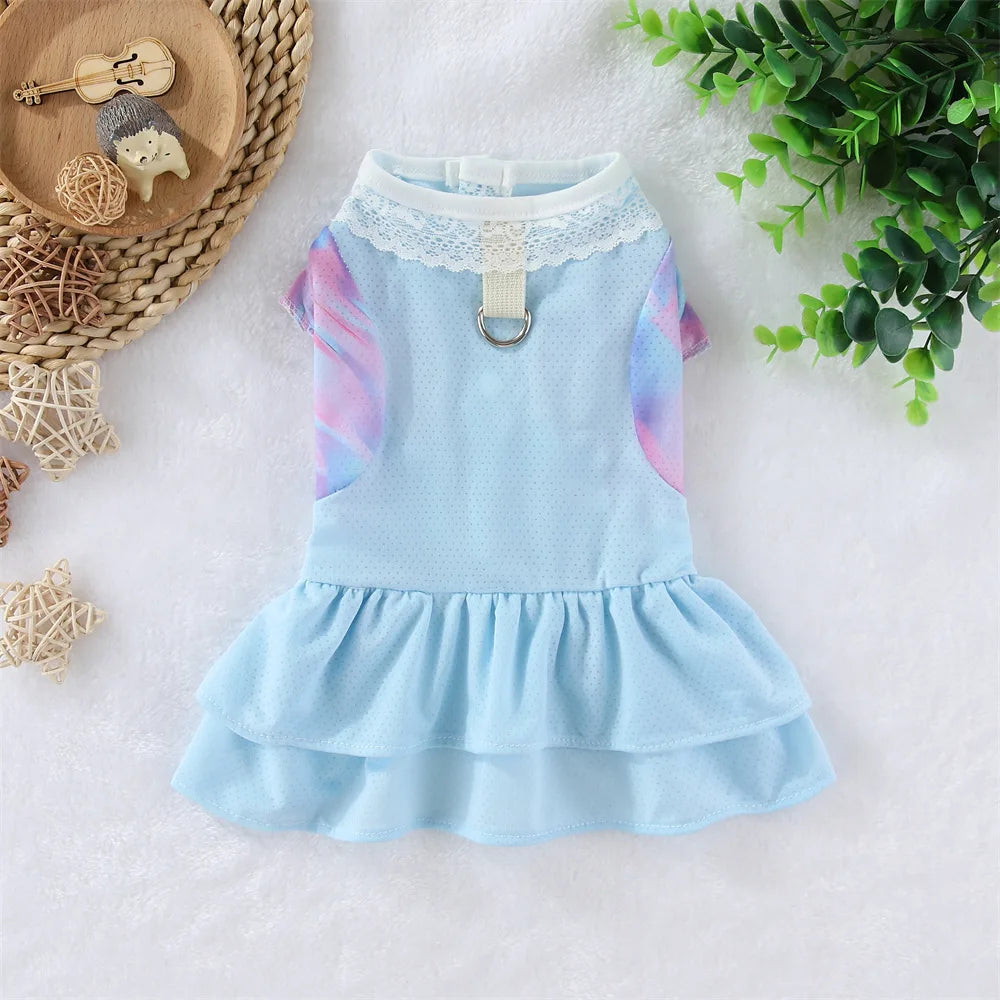 Robe et jupe rafraîchissantes en soie glacée pour petits chiens et chats