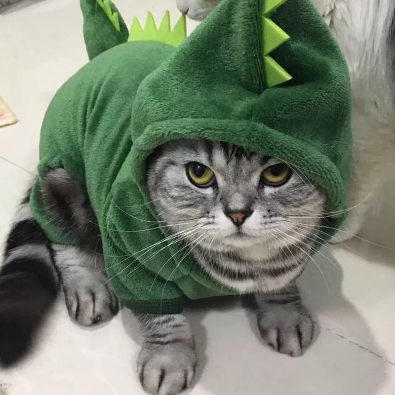 Dinosaur Pet Costume - Fleece Hoodie for Small Dogs & Cats