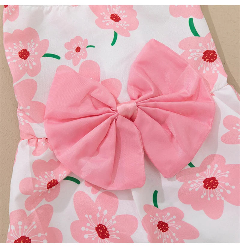 Fruit & Floral Print Bow Dress for Cats & Small Dogs