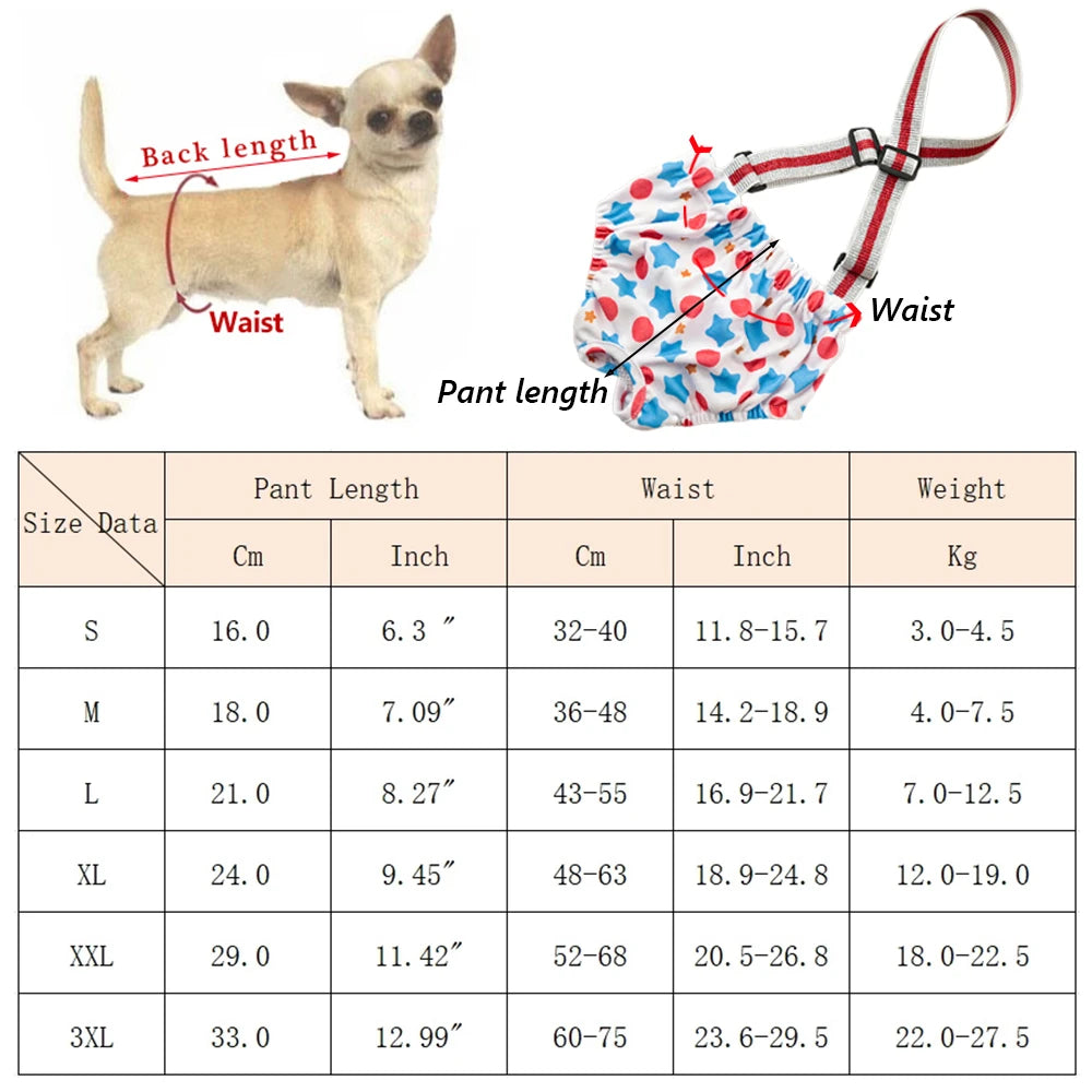 Reusable Washable Dog Sanitary Shorts for Female Dogs