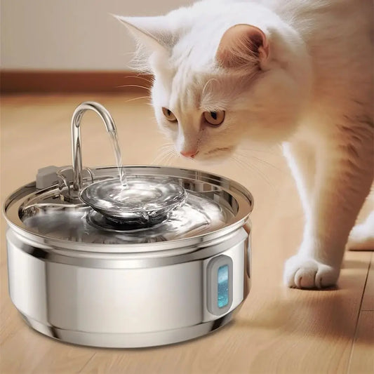 Smart Pet Water Fountain with Visual Window - 3.2L Stainless Steel Automatic Dispenser