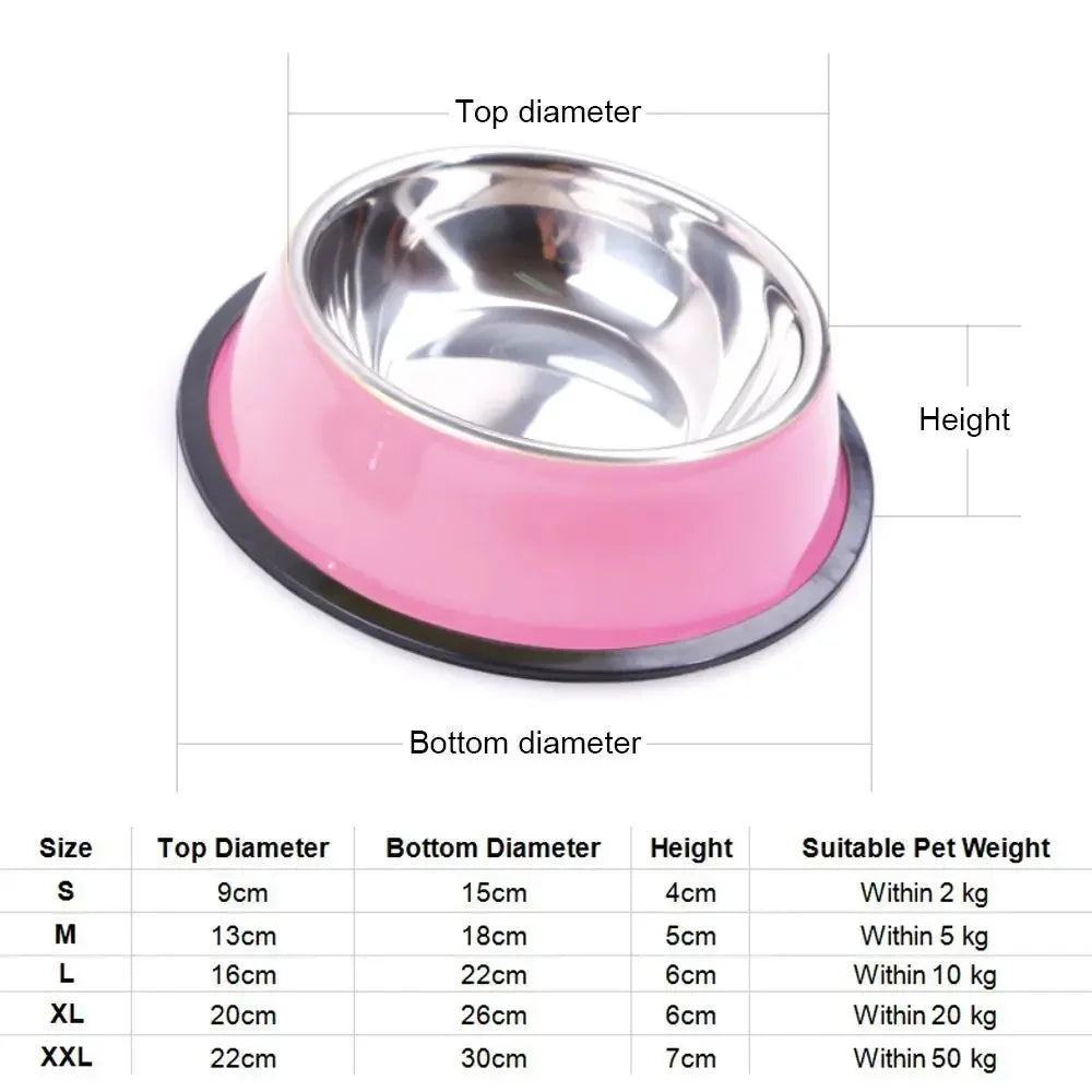 Stainless Steel Anti-Slip Pet Food Bowl for Cats & Dogs