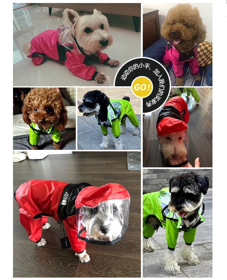 Transparent Hooded Raincoat Jumpsuit for Dogs & Cats