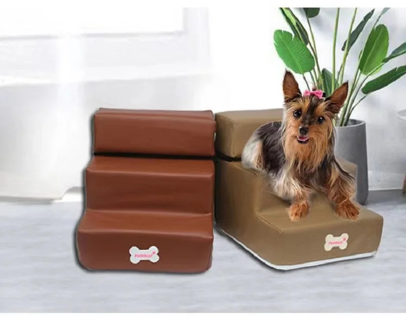Anti-Slip Pet Stairs with Removable Washable Cover – 2 or 3 Step Ramp for Dogs & Cats