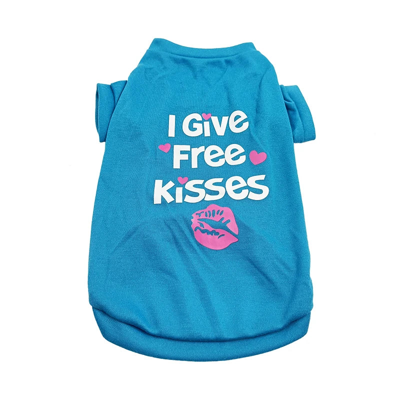 Printed Cotton T-Shirt Vest for Cats & Small Dogs