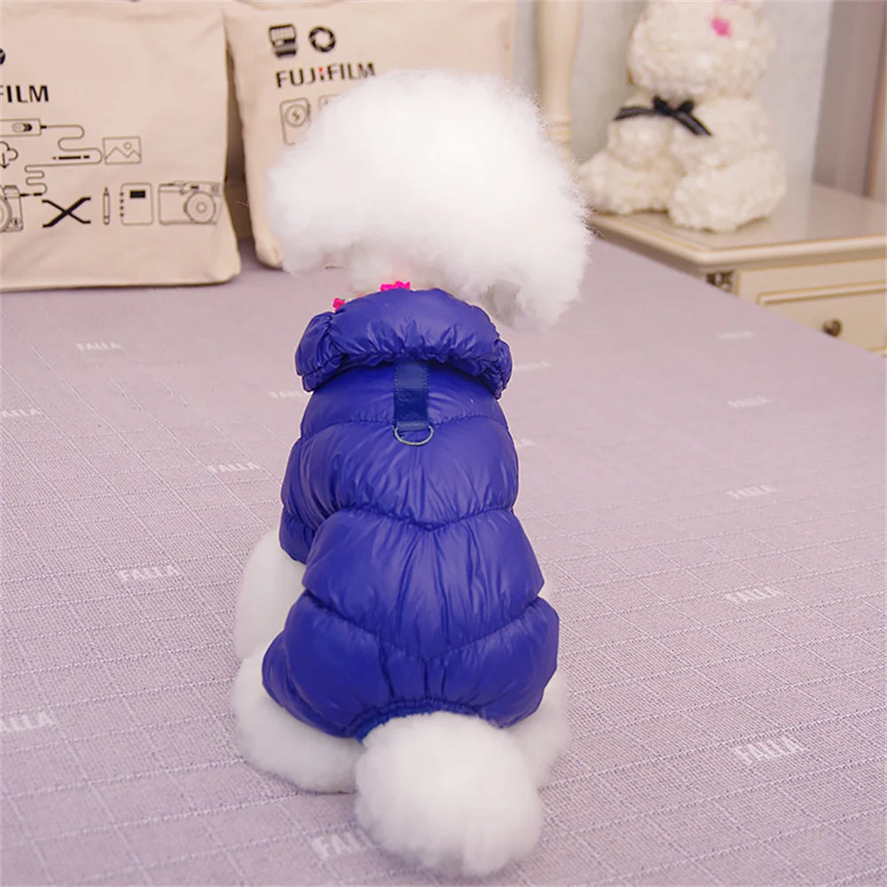 Waterproof Fleece Dog Jumpsuit with D-Ring for Small Dogs