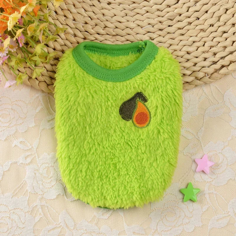 Cartoon Print Plush Vest for Small Animals & Kittens