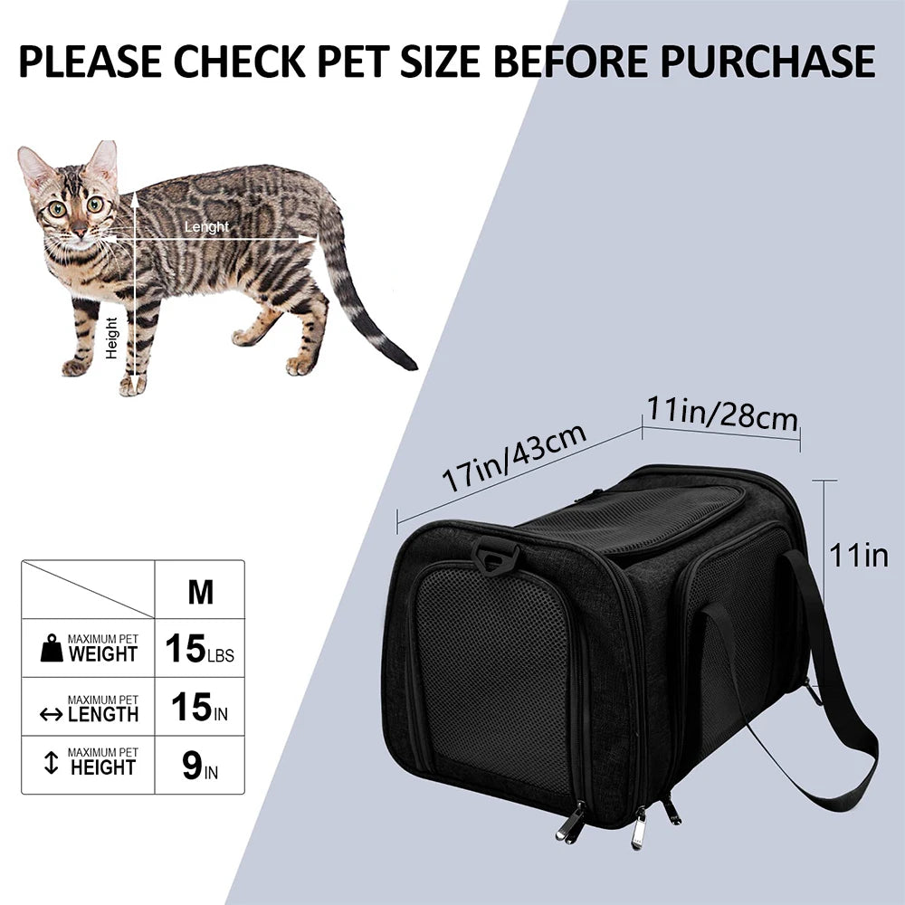 Soft-Sided Pet Travel Carrier with Fleece Pad
