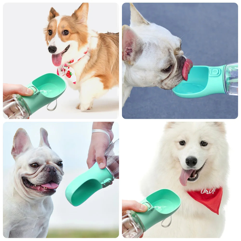 Portable Dog Water Bottle with Drinking Bowl – Leakproof, for Dogs & Cats