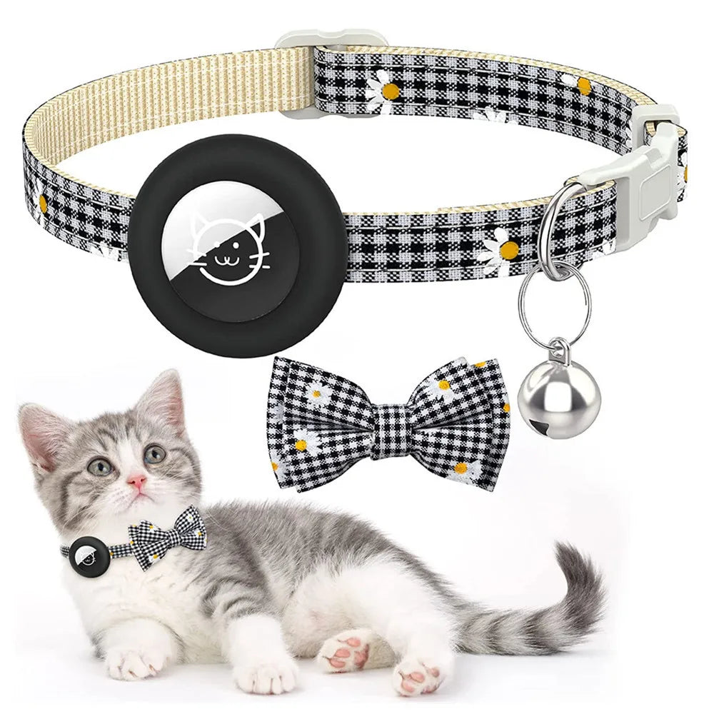 Collier de chat à dégagement rapide avec support AirTag et clochette