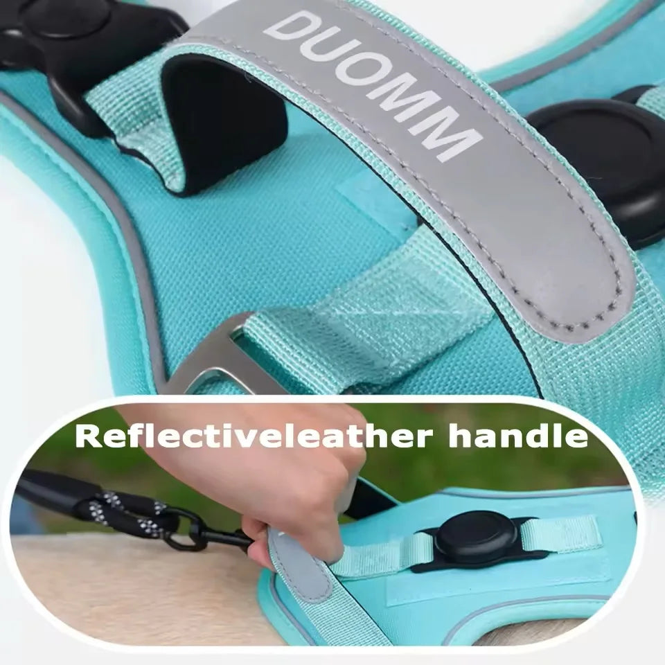 Tactical No-Pull Dog Harness with AirTag Holder – Reflective Vest for Medium & Large Dogs