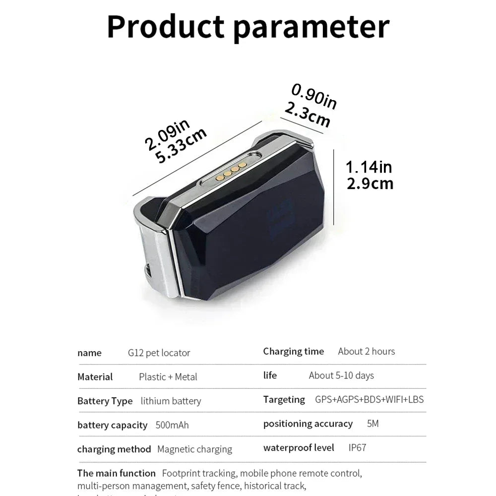 Waterproof GPS Pet Collar Tracker with WiFi & Real-Time Tracking