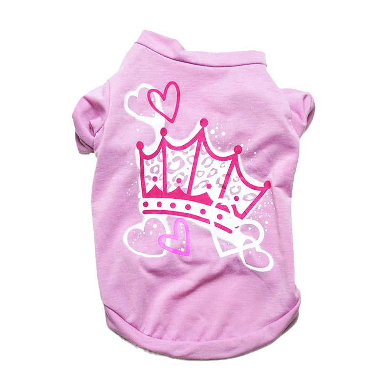 Printed Cotton T-Shirt Vest for Cats & Small Dogs