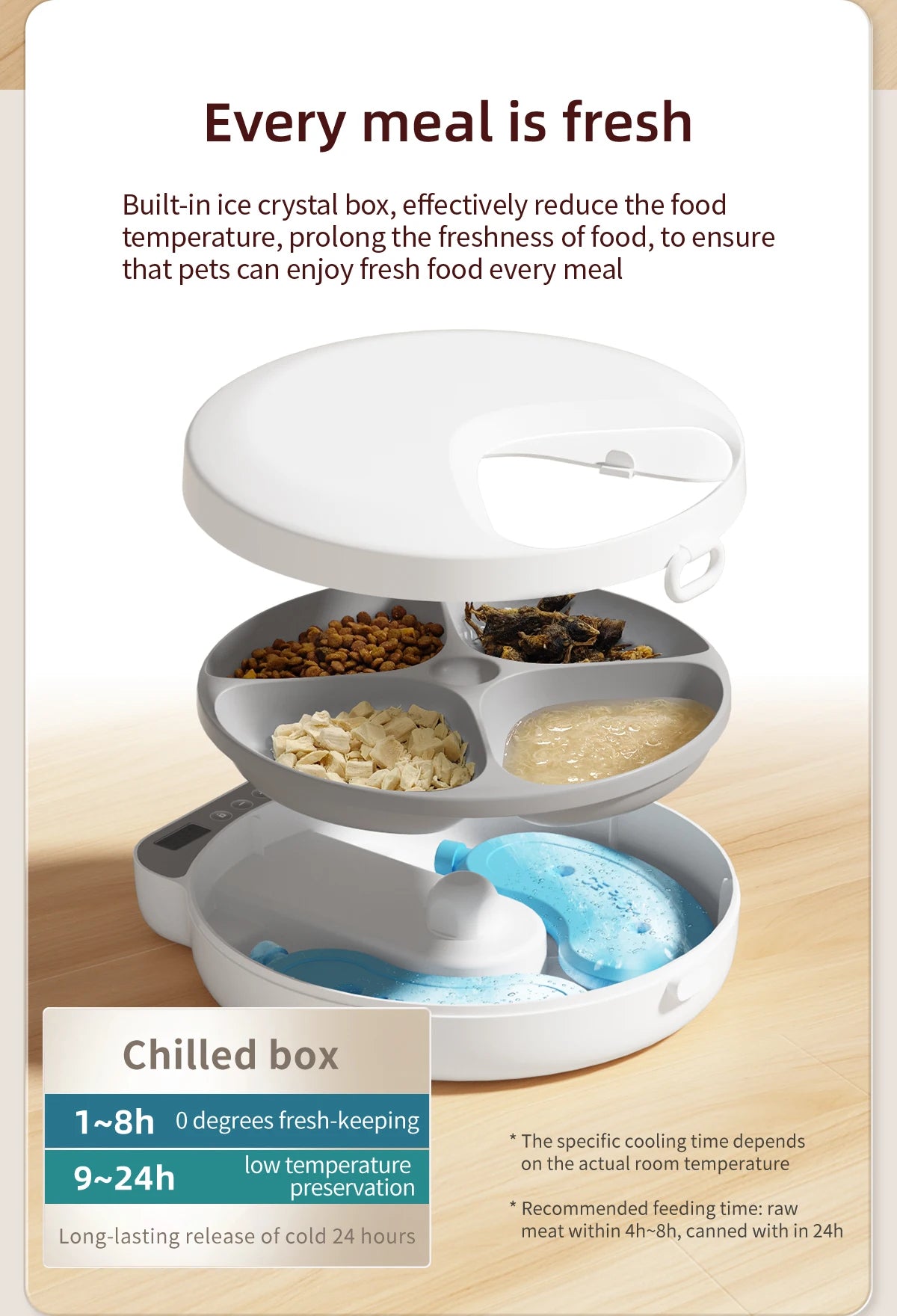 Automatic Four-Meal Pet Feeder for Wet & Dry Food
