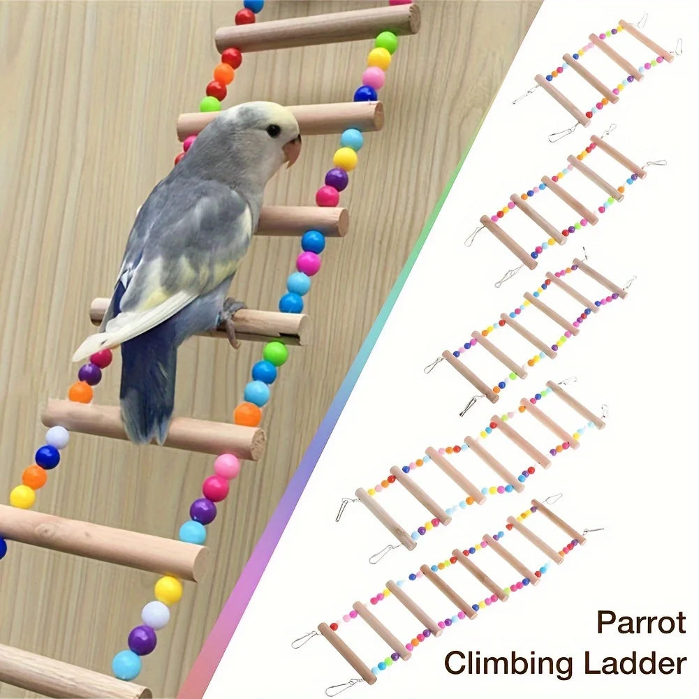 Pont-échelle pour oiseaux – Jouet à grimper et à bascule à plusieurs niveaux pour oiseaux de petite à moyenne taille