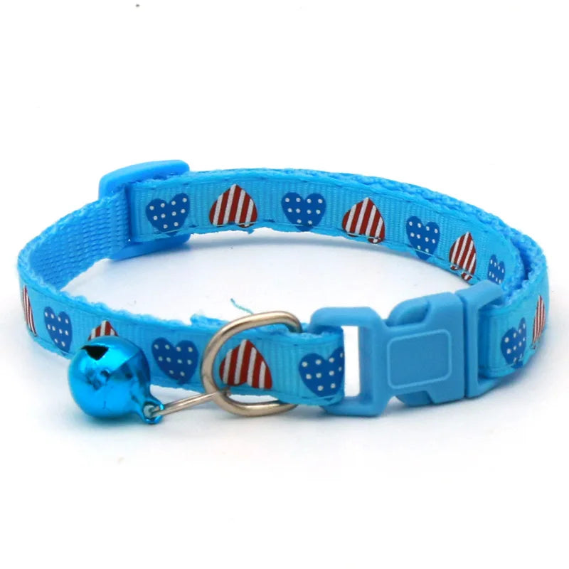 Cartoon Heart Cat Collar with Safety Bell