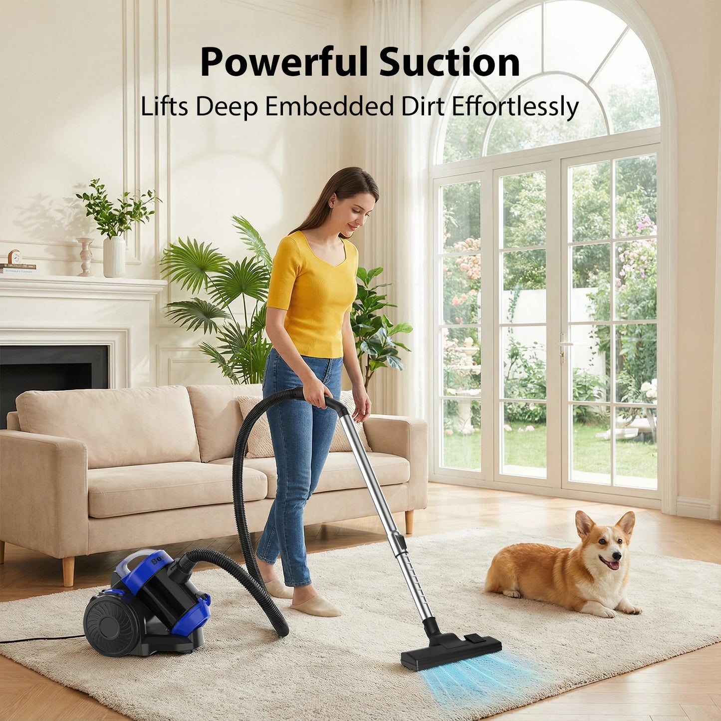 Pet Hair Bagless Vacuum Cleaner with HEPA Filter & 3-in-1 Brush