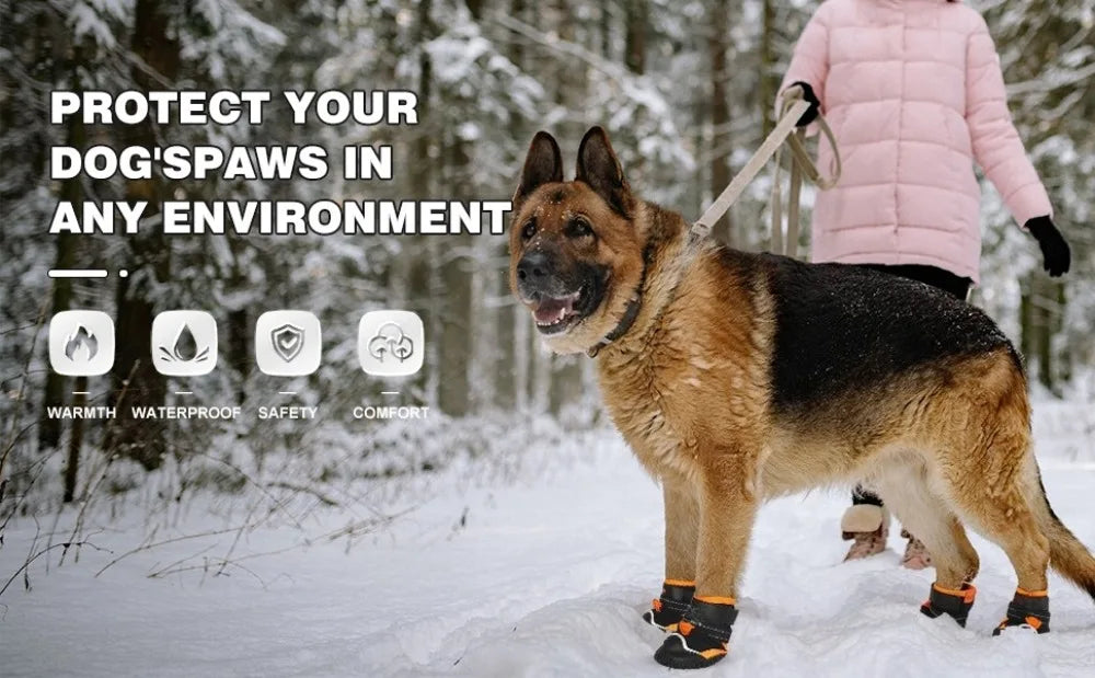 Waterproof Dog Boots for All Weather | Hot Pavement, Snow & Hiking | Set of 4